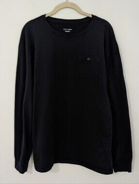 Zimmerli x Swiss Crewneck Long Sleeve Shirt Front Patch Pocket Black Medium M